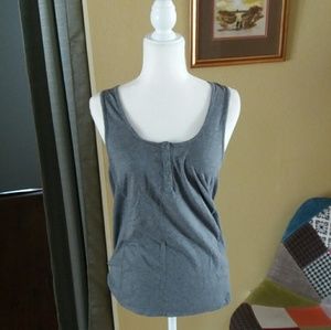 Gray Tank with Snap Detail and Ribbed Sides
